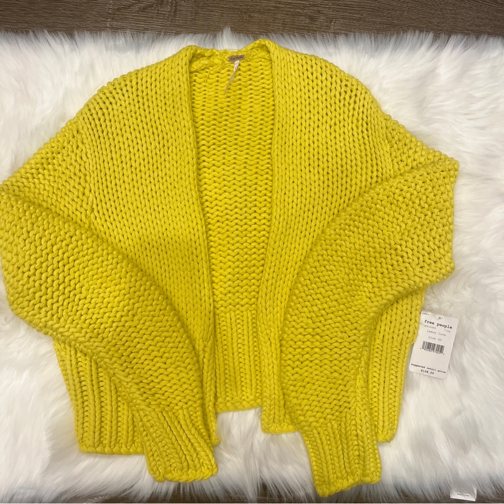Beautiful yellow knit jacket by FREE PEOPLE. NWT!!